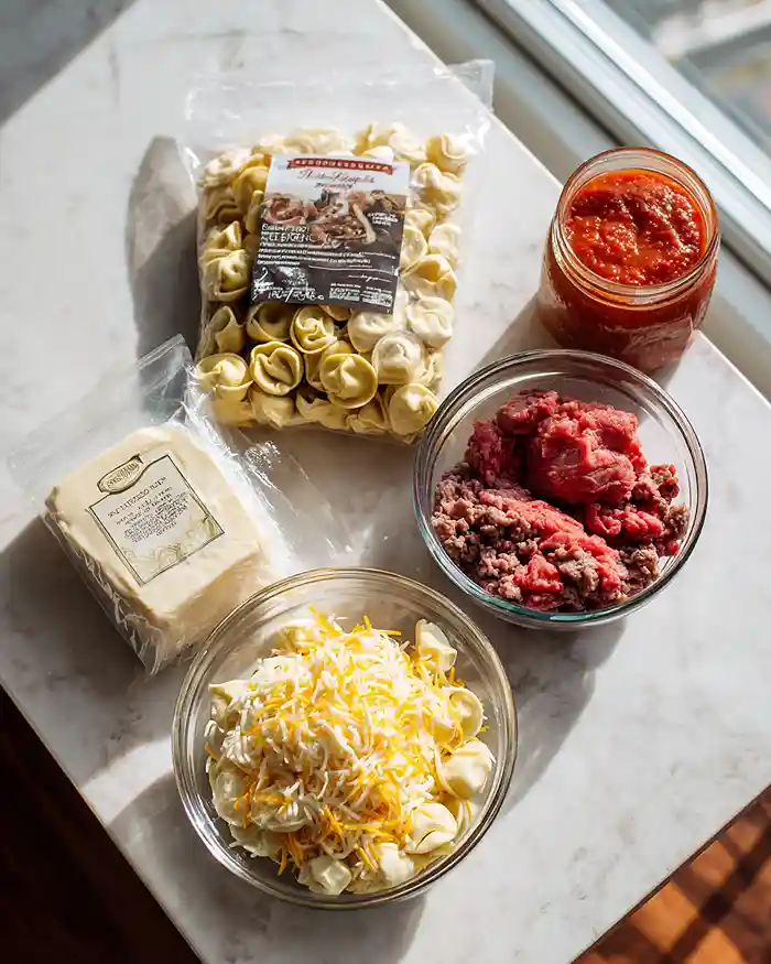 5-Ingredient Cheesy Taco Tortellini Bake 2 taco tortellini casserole