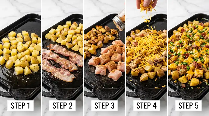 Chicken Bacon Ranch Skillet on the Blackstone 3 Chicken Bacon Skillet