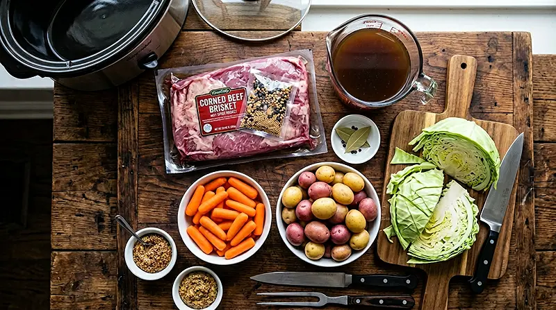 Slow Cooker Corned Beef and Cabbage 2 Corn Beef And Cabbage Recipe Stove Top