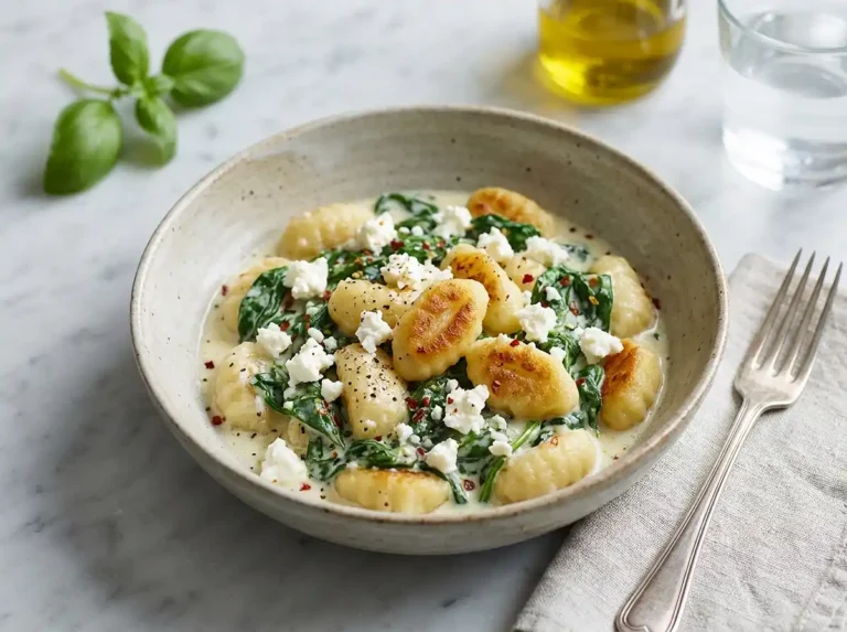 Creamy Gnocchi with Spinach and Feta Recipe