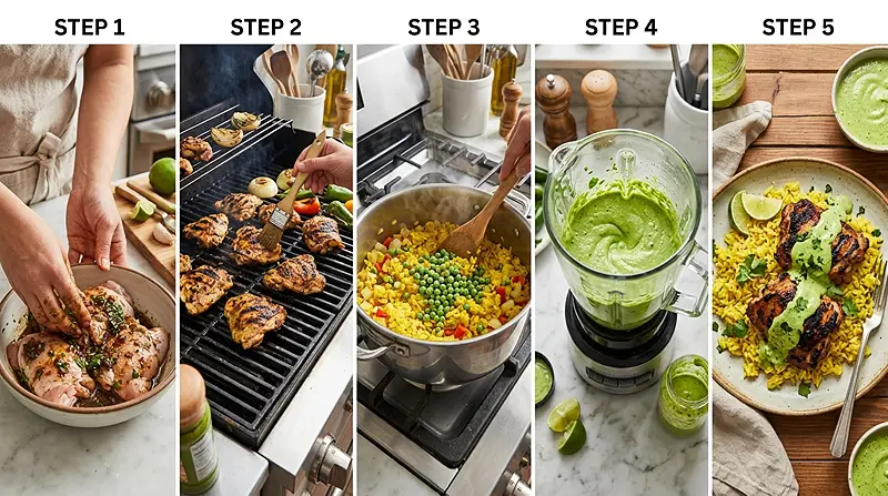 Peruvian Chicken and Rice with Green Sauce 3 Recipes With Cooked Chicken Breast