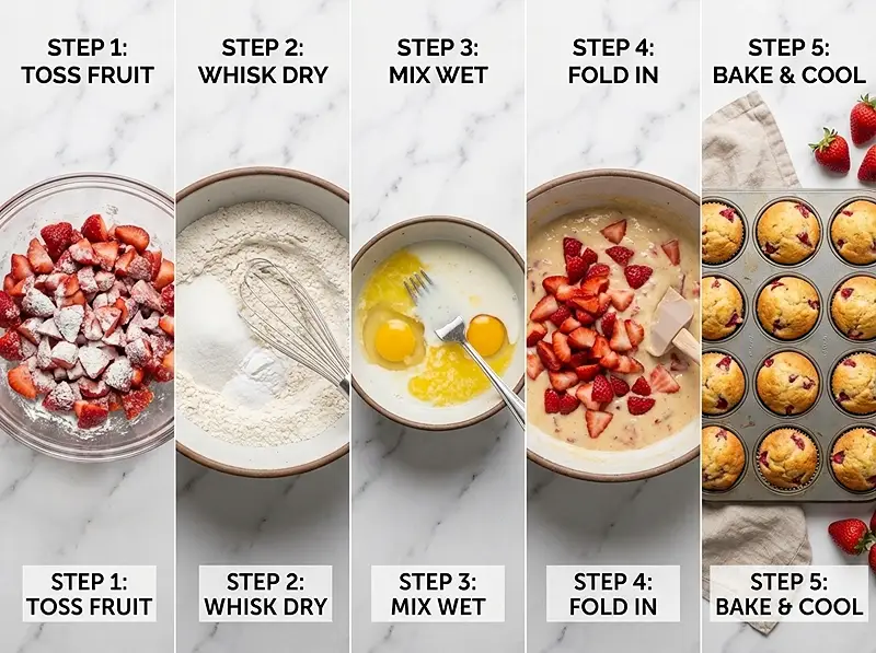Homemade Strawberry Muffins 3 Strawberries Recipes Easy