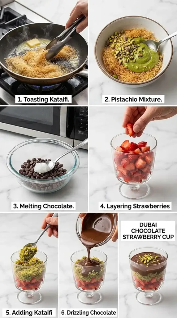 Viral Dubai Chocolate Strawberry Cup Instructions