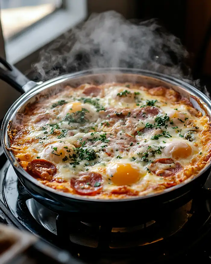 baked pizza eggs