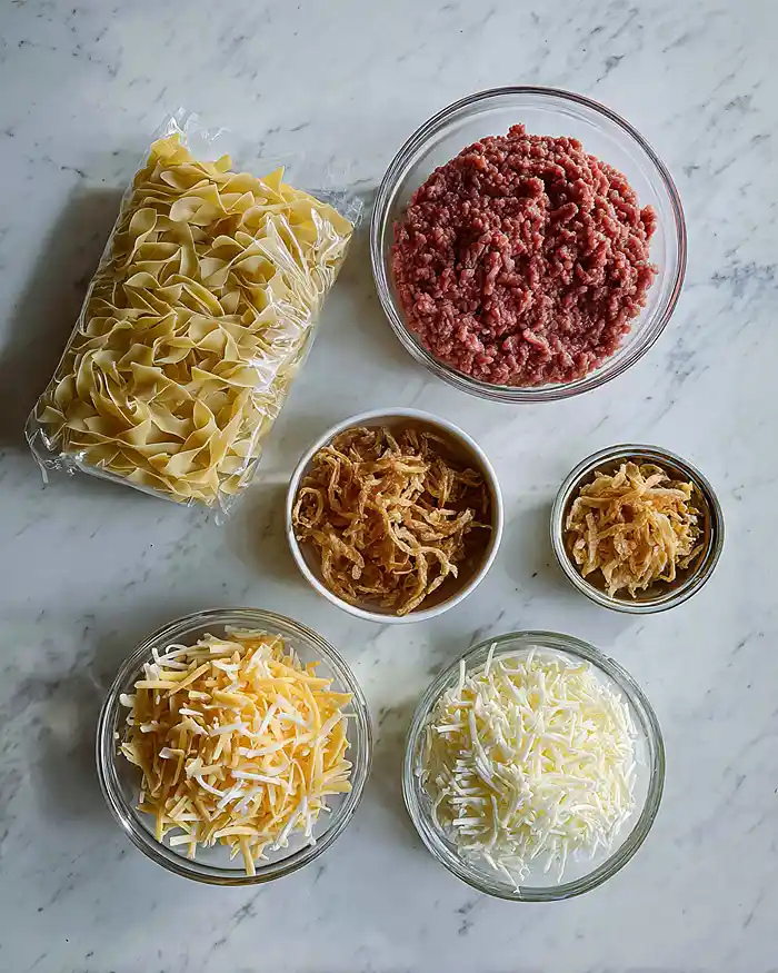 cheesy beef noodle bake