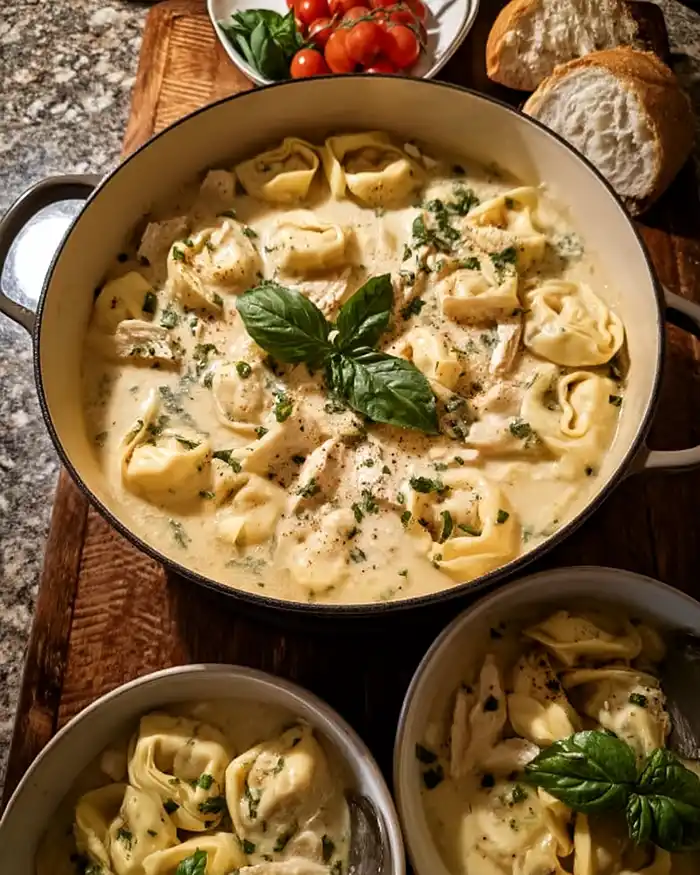 Creamy White Chicken Chili Tortellini 4 chicken chili tortellini soup