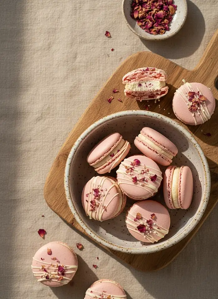 Rosewater Macarons 5 pistachio rosewater macarons