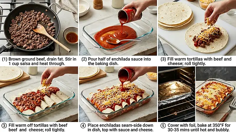5-Ingredient Beef Enchiladas 3 5-Ingredient Beef Enchiladas instructions