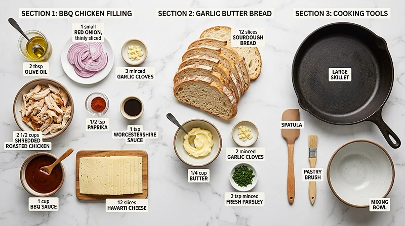 BBQ Chicken Grilled Cheese Ingredients
