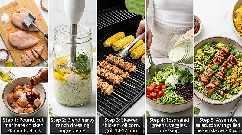 BBQ Chicken Skewer Salad Instructions