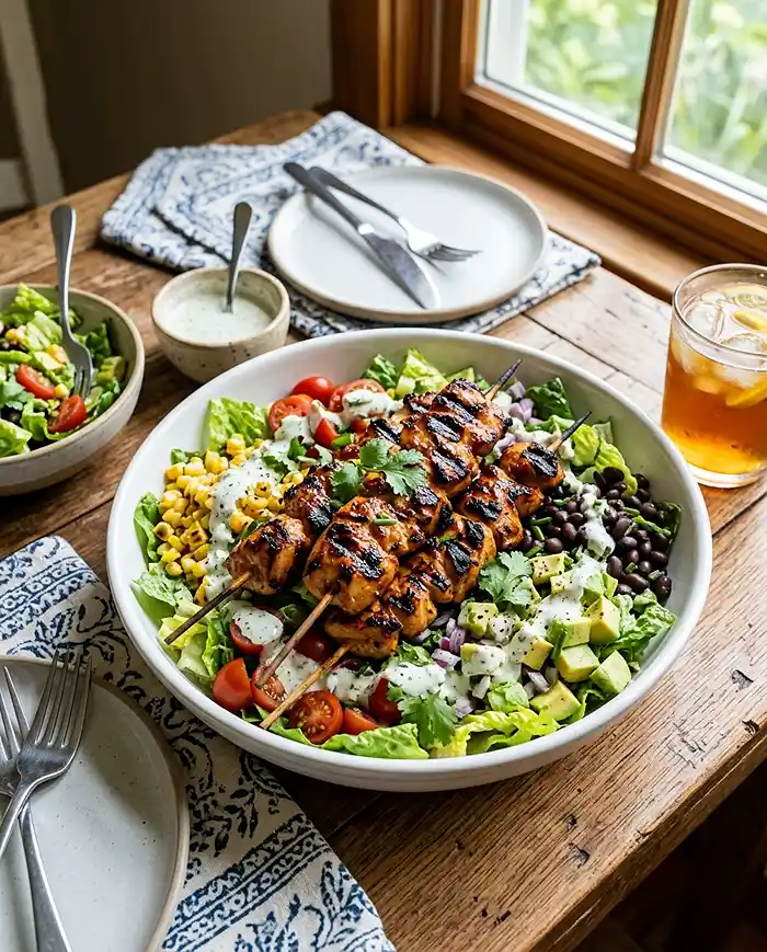 BBQ Chicken Skewer Salad Recipe