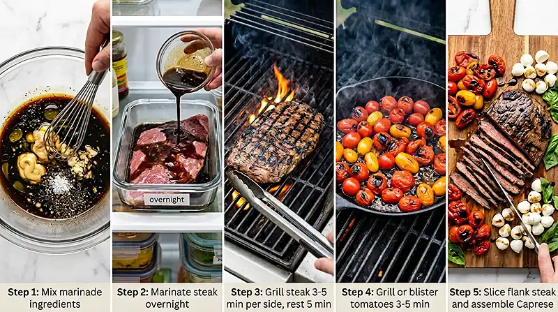 Balsamic Grilled Flank Steak Caprese 3 Balsamic Grilled Flank Steak Caprese Instructions