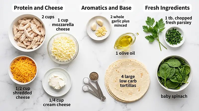 Cheesy Garlic Chicken Wraps 2 Cheesy Garlic Chicken Wraps Ingredients