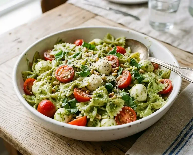 Creamy Pesto Caprese Pasta Salad