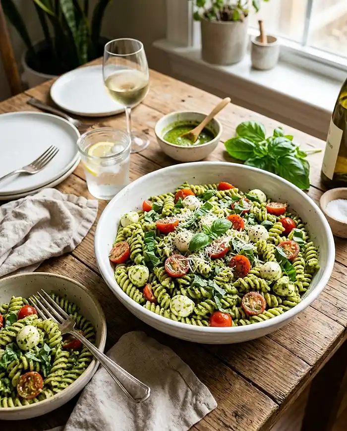 Creamy Pesto Caprese Pasta Salad 5 Creamy Pesto Caprese Pasta Salad dish