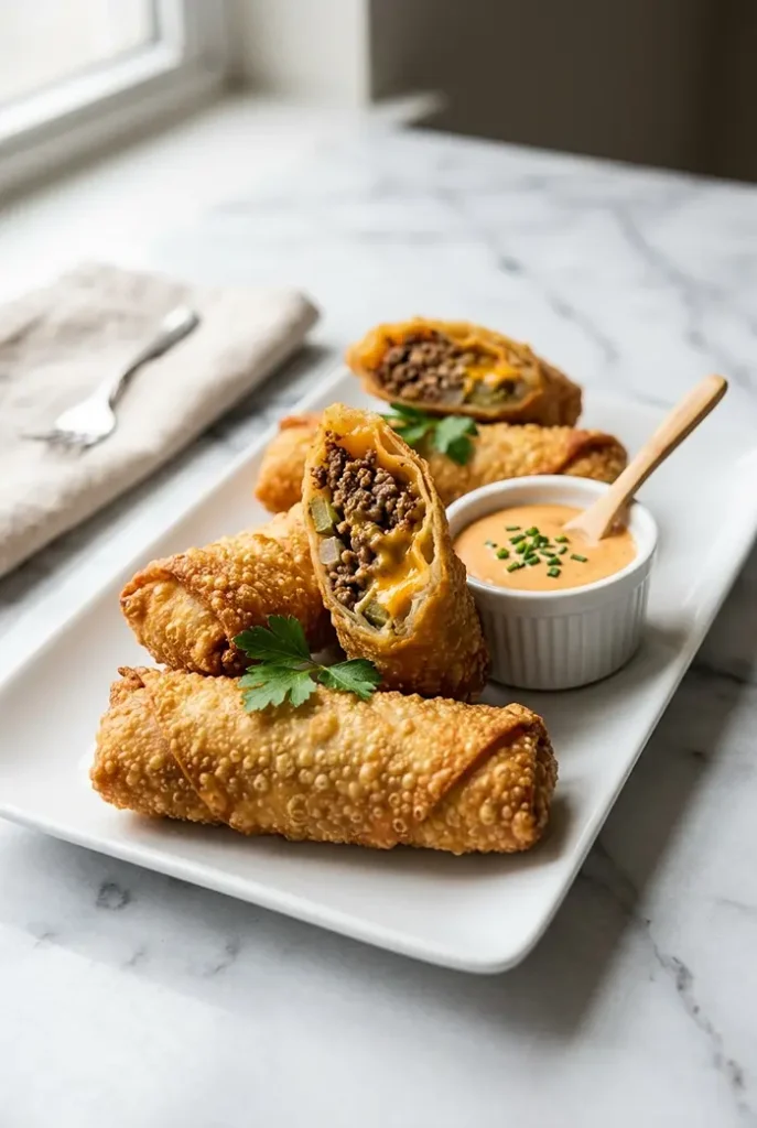 Crispy Cheeseburger Egg Rolls