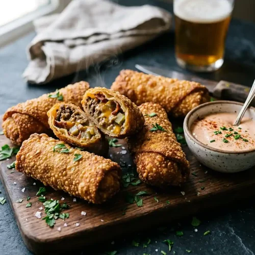 Crispy Cheeseburger Egg Rolls (air fryer option)