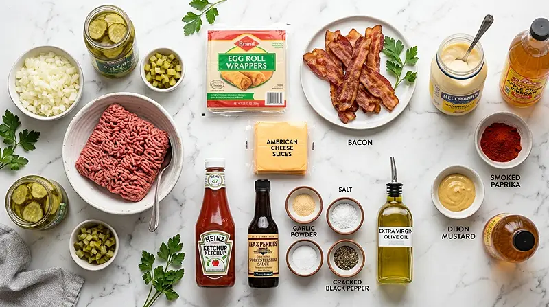 Crispy Cheeseburger Egg Rolls (air fryer option) Ingredients