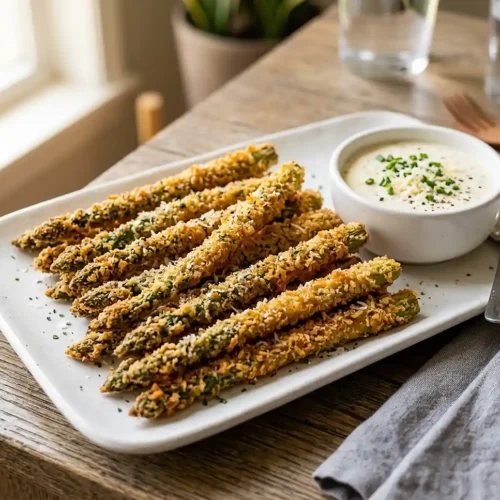 Crispy Parmesan Asparagus Fries + Dip 6 Crispy Parmesan Asparagus Fries + Dip