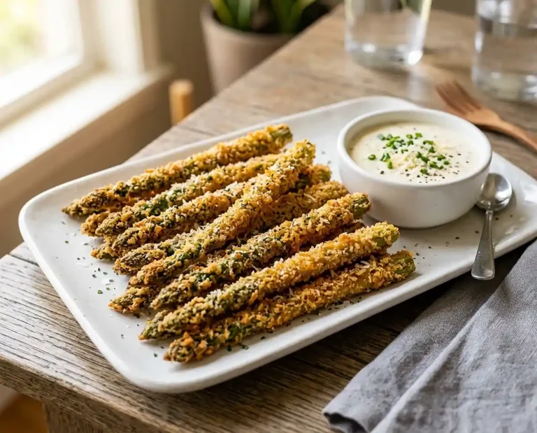 Crispy Parmesan Asparagus Fries + Dip