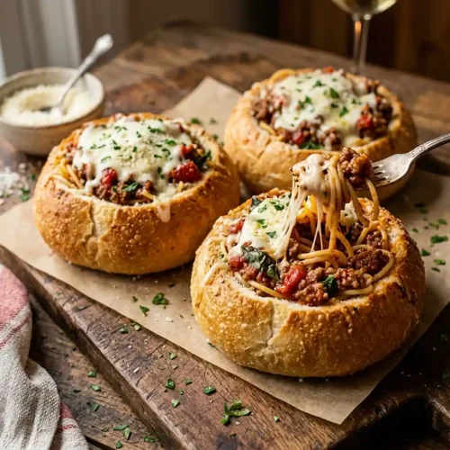 Easy Spaghetti Garlic Bread Bowls 6 Easy Spaghetti Garlic Bread Bowls