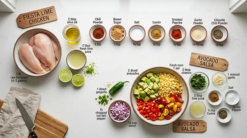 Fiesta Lime Chicken with Avocado 2 Fiesta Lime Chicken with Avocado Ingredients