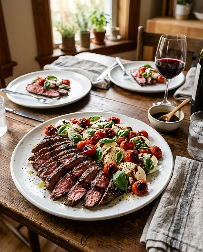 Balsamic Grilled Flank Steak Caprese 5 Flank Steak Caprese Salad Recipe