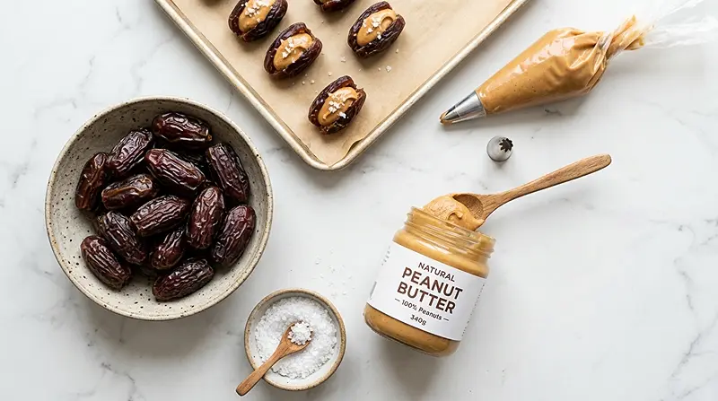 Frozen Peanut Butter Dates 2 Frozen peanut butter dates Ingredients