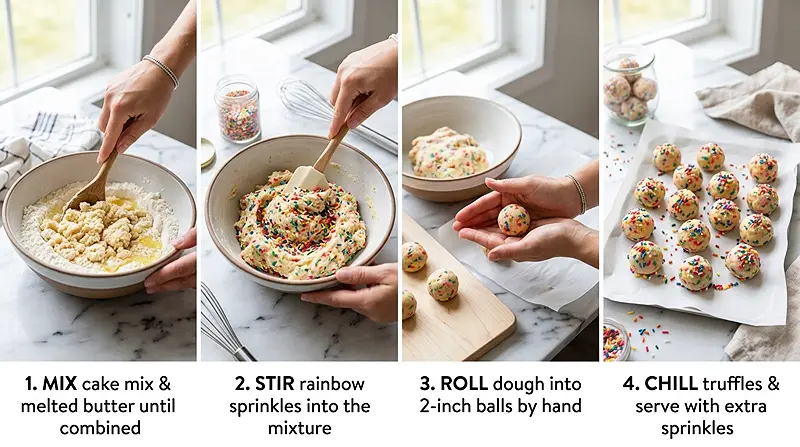 Funfetti Cake Batter Truffles 3 Funfetti Cake Batter Truffles Instructions