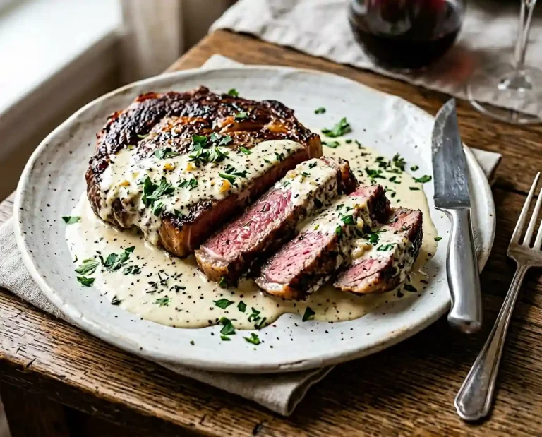 Garlic Butter Steak with Parmesan Cream Sauce