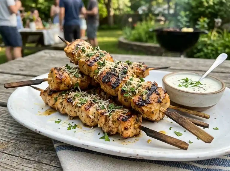 Grilled Ranch Garlic Parmesan Chicken Skewers