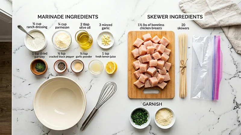 Grilled Ranch Garlic Parmesan Chicken Skewers Ingredients