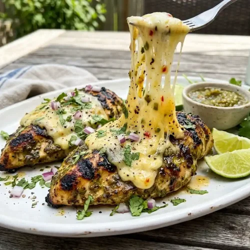 Grilled Salsa Verde Pepper Jack Chicken Recipe