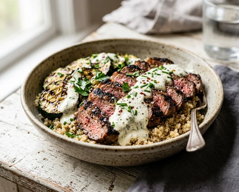 Grilled Steak Bowl with Creamy Sauce