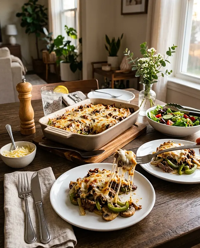 High Protein Low Carb Philly Cheesesteak Casserole 5 High Protein Philly Cheesesteak Casserole