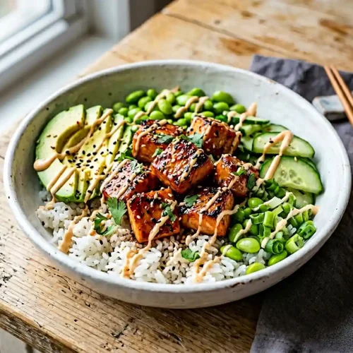 Honey Sriracha Salmon Bowls