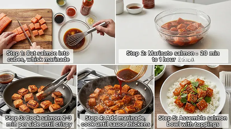 Honey Sriracha Salmon Bowls Instructions