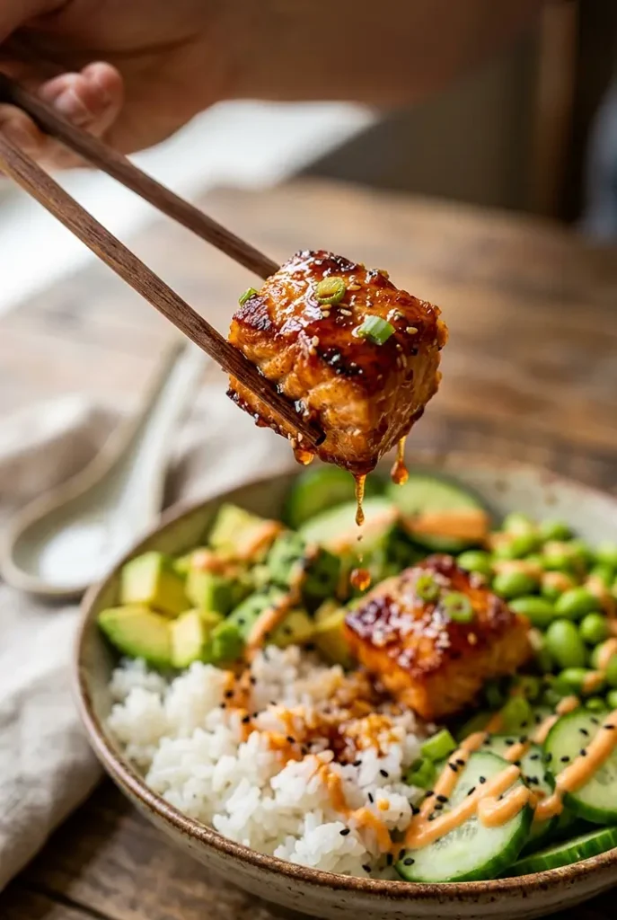 Honey Sriracha Salmon Bowls Recipe