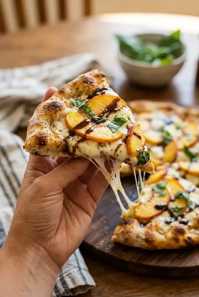 Peach & Basil Naan Bread Pizza 4 Hot Day Food Ideas