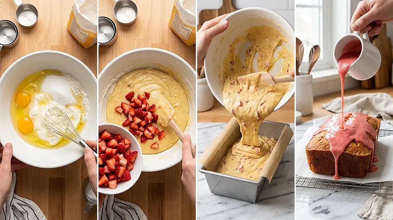 Strawberry Pound Cake with Fresh Strawberry Glaze 3 How To Make Strawberry Loaf Instructions