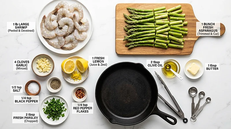 Lemon Garlic Shrimp and Asparagus Ingredients