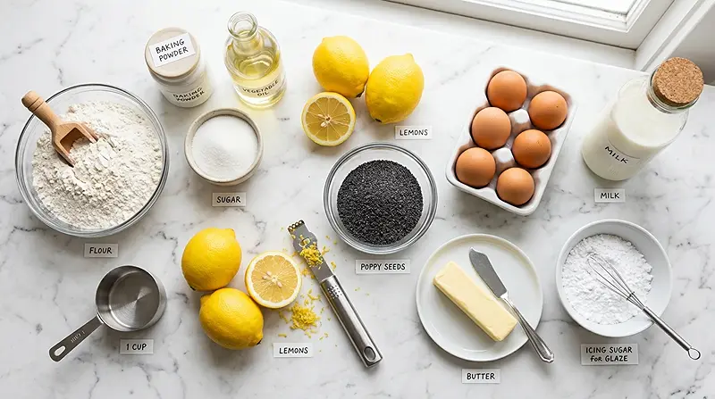 Lemon Poppy Seed Loaf (Glazed) 2 Lemon Poppy Seed Loaf (glazed) Ingredients