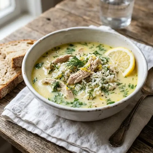 Mediterranean Lemon Chicken Soup
