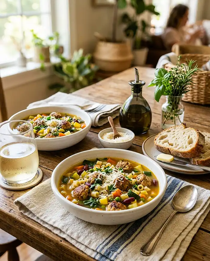 Minestrone With Turkey Meatballs