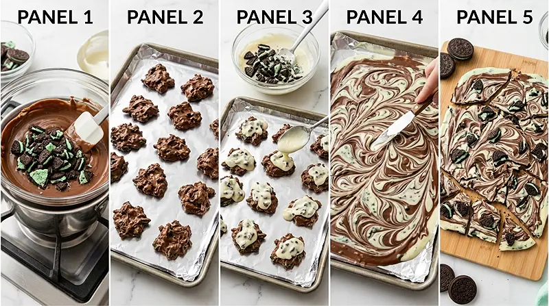 Mint Chocolate Cookie Bark Instructions