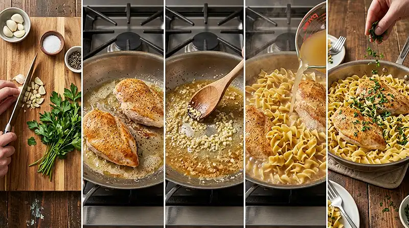 One-Pan Chicken with Buttered Noodles 3 One-Pan Chicken with Buttered Noodles Instructions