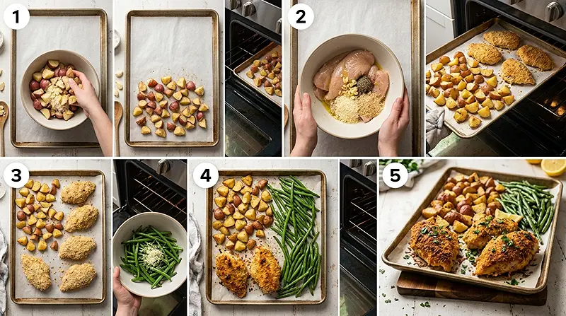 Parmesan Crusted Chicken Sheet Pan Dinner Instructions