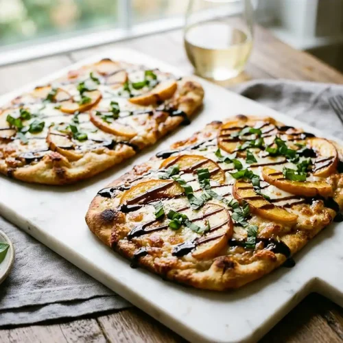 Peach & Basil Naan Bread Pizza 6 Peach & Basil Naan Bread Pizza
