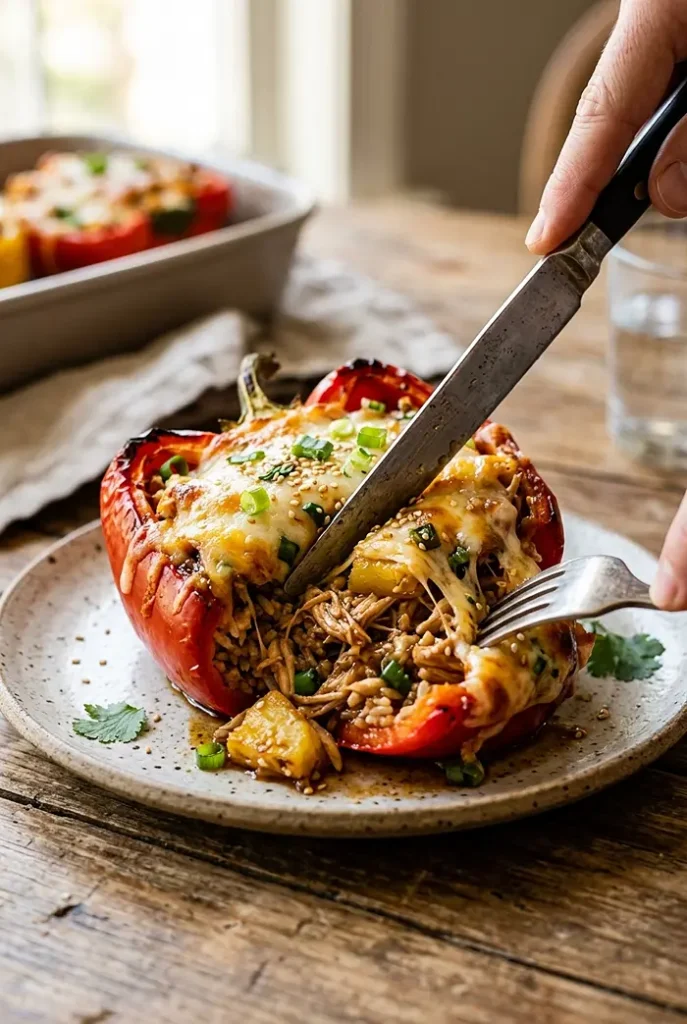Teriyaki Pineapple Chicken and Rice Stuffed Peppers 4 Pepper Meals Healthy