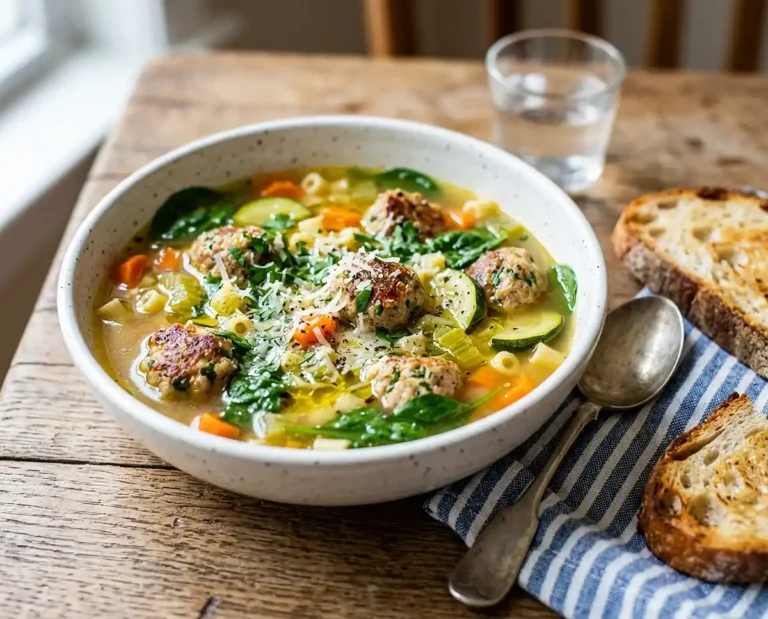 SUMMER MINESTRONE WITH TURKEY MEATBALLS